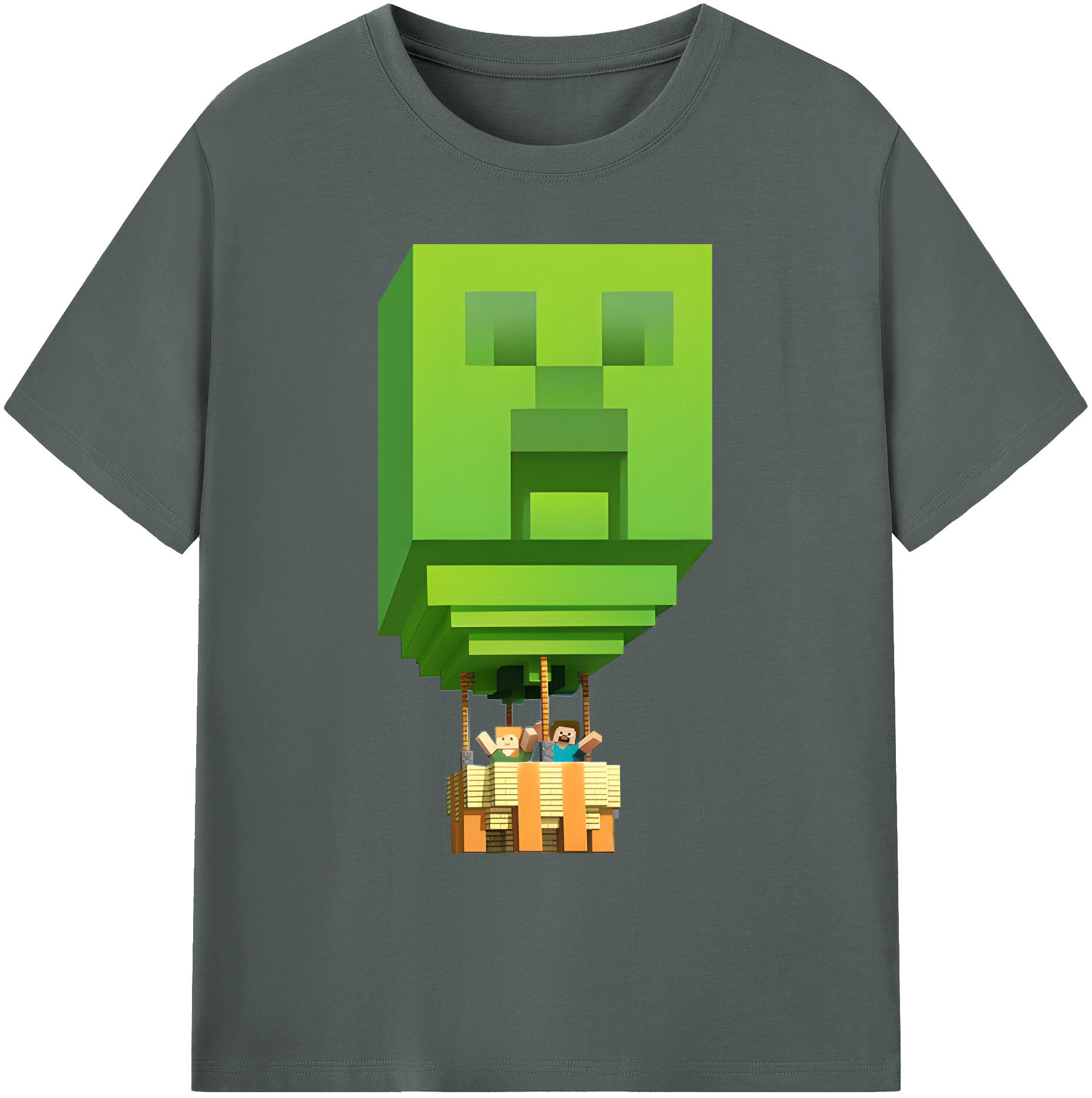 （画像用） マインクラフト ブロックの世界 Minecraft MC Block world 綿100％ メンズ半袖Tシャツ｜肌触りやわらか＆通気性